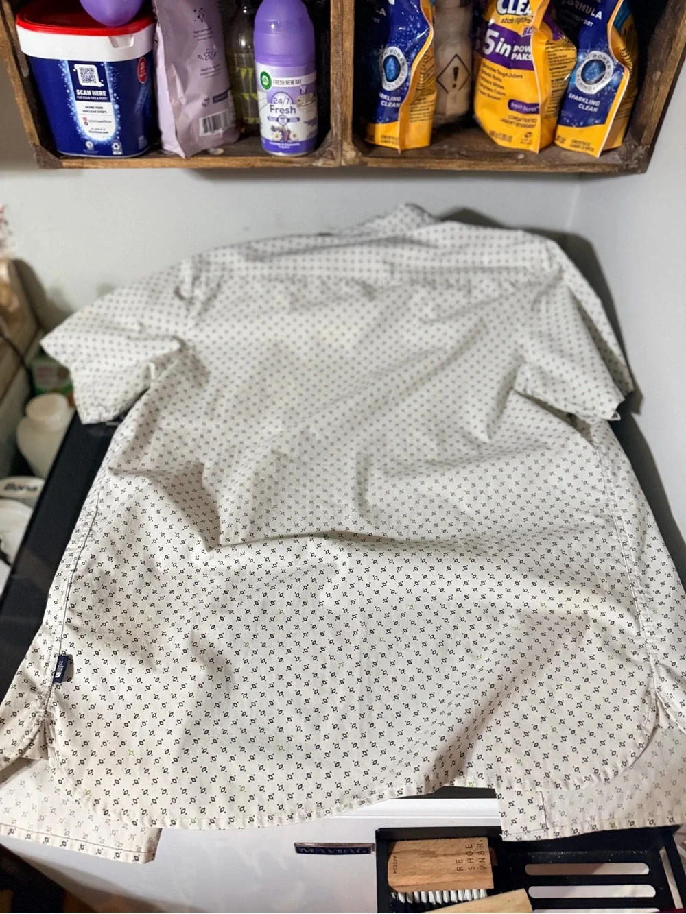 The North Face White Short-Sleeve Button-Down Shirt with Micro Geometric Print
